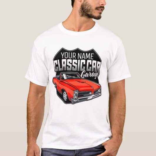 Personalisiert 1966 Konvertible Classic Car Garage T-Shirt (Vorderseite)