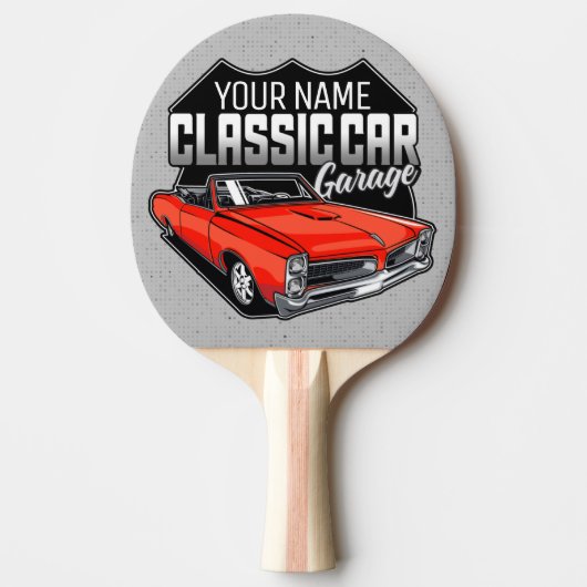 Personalisiert 1966 Konvertible Classic Car Garage Tischtennis Schläger (Vorderseite)