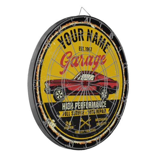 Personalisiert 1967 Fastback Red Classic Car Garag Dartscheibe (Vorderseite Links)