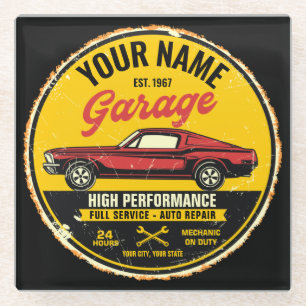 Personalisiert 1967 Fastback Red Classic Car Garag Glasuntersetzer