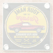 Personalisiert 1967 Fastback Red Classic Car Garag Glasuntersetzer (Rückseite)