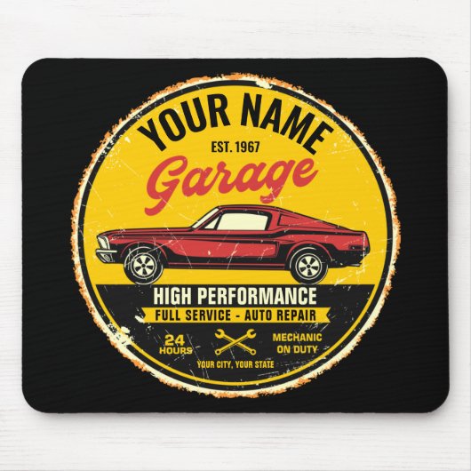 Personalisiert 1967 Fastback Red Classic Car Garag Mousepad (Vorne)