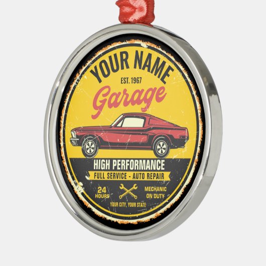 Personalisiert 1967 Fastback Red Classic Car Garag Ornament Aus Metall (Links)