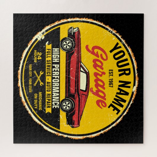 Personalisiert 1967 Fastback Red Classic Car Garag Puzzle (Horizontal)