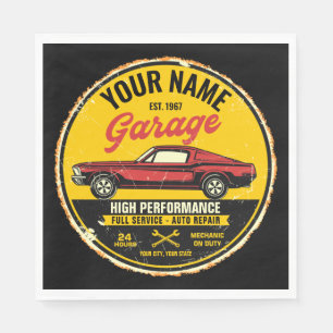 Personalisiert 1967 Fastback Red Classic Car Garag Serviette