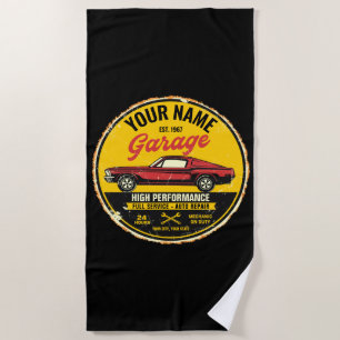 Personalisiert 1967 Fastback Red Classic Car Garag Strandtuch