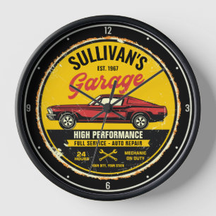 Personalisiert 1967 Fastback Red Classic Car Garag Uhr