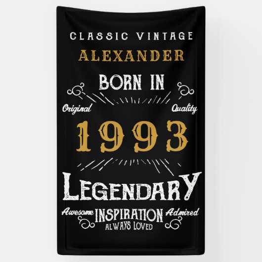 Personalisiert 1993 30. Geburtstag Name Legendär h Banner (Vertikal)