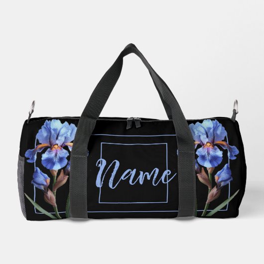 Personalisiert 19" Duffle Bag - Blue Iris Blume (Rückseite)