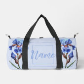 Personalisiert 19" Duffle Bag - Blue Iris Blume (Vorderseite)