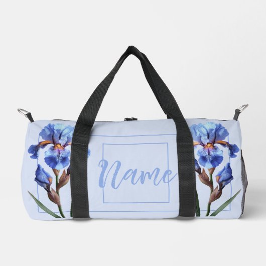 Personalisiert 19" Duffle Bag - Blue Iris Blume (Vorderseite)