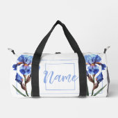 Personalisiert 19" Duffle Bag - Blue Iris Blume (Vorderseite)
