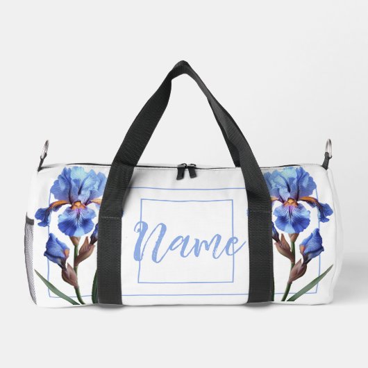 Personalisiert 19" Duffle Bag - Blue Iris Blume (Rückseite)