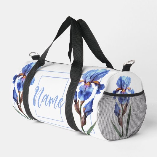 Personalisiert 19" Duffle Bag - Blue Iris Blume (Rechte Ecke)