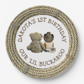 Personalisiert 1. Geburtstag Cowboy Themed Pappteller (Vorderseite)