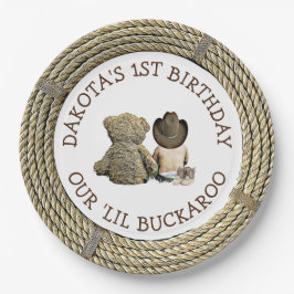 Personalisiert 1. Geburtstag Cowboy Themed Pappteller