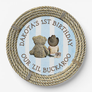 Personalisiert 1. Geburtstag Cowboy Themed Pappteller