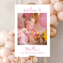 Personalisiert 1. Geburtstag Foto Signieren Pink P