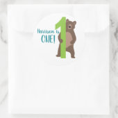 Personalisiert 1. Geburtstag Moderne Bärenpfeifert Runder Aufkleber (Tasche)