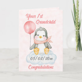 Personalisiert 1. Großkindbaby Pinguin Karte