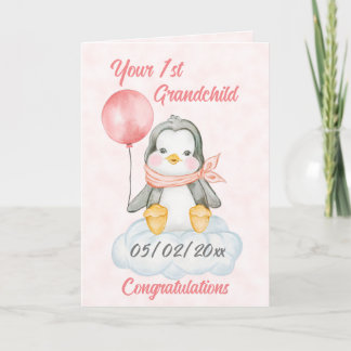 Personalisiert 1. Großkindbaby Pinguin Karte