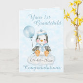 Personalisiert 1. Großkindpinguin Karte (Gelbe Blume)