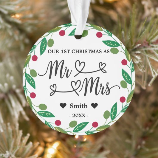 Personalisiert 1. Weihnachten als Mr. & Mrs. Foto Ornament (Baum)
