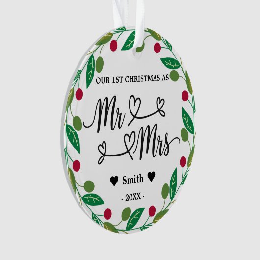 Personalisiert 1. Weihnachten als Mr. & Mrs. Foto Ornament (Vorderseite)
