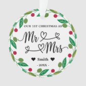 Personalisiert 1. Weihnachten als Mr. & Mrs. Foto Ornament (Vorderseite)