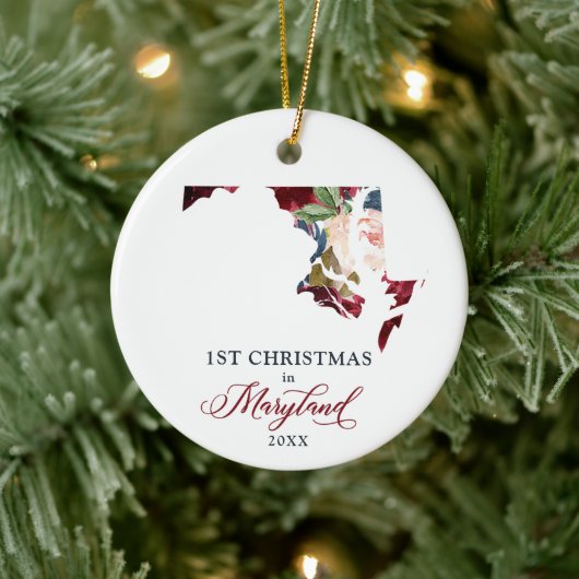 Personalisiert 1. Weihnachten in Maryland Staat MD Keramik Ornament (Baum)