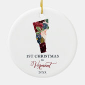 Personalisiert 1. Weihnachten in Vermont Neue Zuha Keramik Ornament (Hinten)