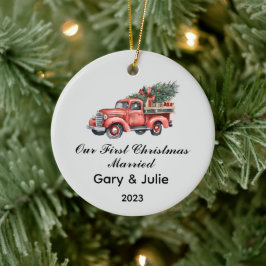 Personalisiert 1. Weihnachtsfest Verheiratet Keepa Keramik Ornament