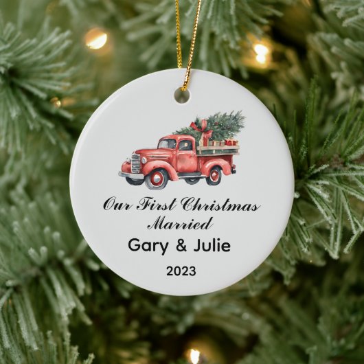 Personalisiert 1. Weihnachtsfest Verheiratet Keepa Keramik Ornament (Baum)