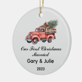 Personalisiert 1. Weihnachtsfest Verheiratet Keepa Keramik Ornament (Links)