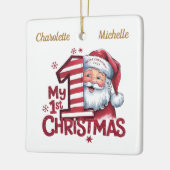 Personalisiert 1. Weihnachtsmädchen Santa Keramik Keramikornament (Links)