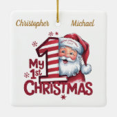 Personalisiert 1. Weihnachtsmädchen Santa Keramik Keramikornament (Rückseite)