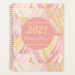 Personalisiert 2021 Abstraktes Kunstmuster Pink Go Planer