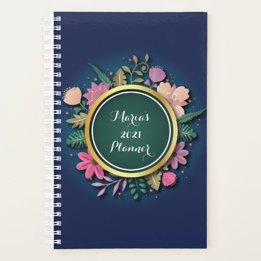 Personalisiert 2021 Blumenplaner Planer (Vorderseite)