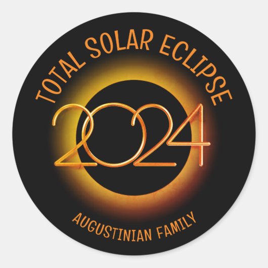 Personalisiert 2024 INSGESAMT SOLAR ECLIPSE Runder Aufkleber (Vorderseite)