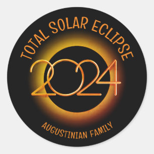 Personalisiert 2024 INSGESAMT SOLAR ECLIPSE Runder Aufkleber