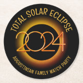 Personalisiert 2024 INSGESAMT SOLAR ECLIPSE Runder Pappuntersetzer (Vorderseite)