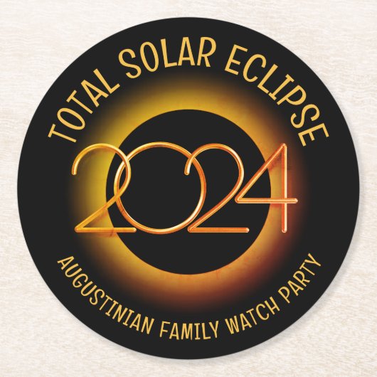 Personalisiert 2024 INSGESAMT SOLAR ECLIPSE Runder Pappuntersetzer (Vorderseite)