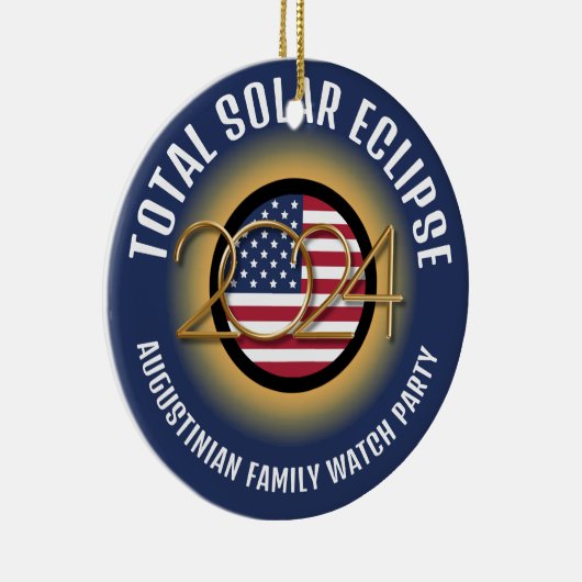 Personalisiert 2024 INSGESAMT SOLAR ECLIPSE USA Keramik Ornament (Rechts)