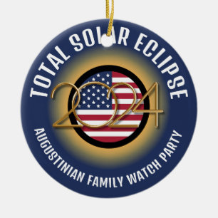 Personalisiert 2024 INSGESAMT SOLAR ECLIPSE USA Keramik Ornament