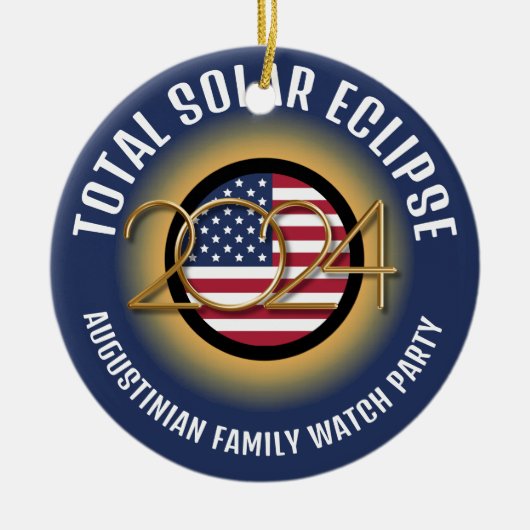 Personalisiert 2024 INSGESAMT SOLAR ECLIPSE USA Keramik Ornament (Vorne)