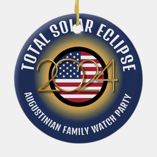 Personalisiert 2024 INSGESAMT SOLAR ECLIPSE USA Keramik Ornament (Hinten)