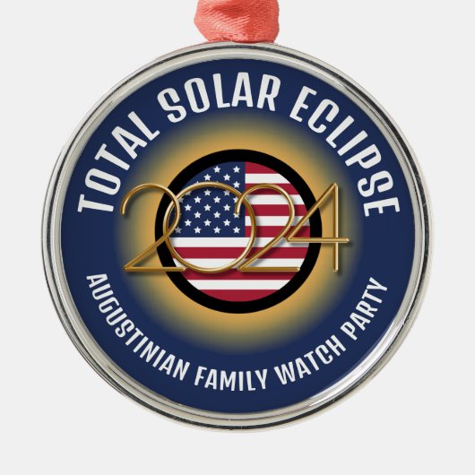 Personalisiert 2024 INSGESAMT SOLAR ECLIPSE USA Ornament Aus Metall (Vorne)