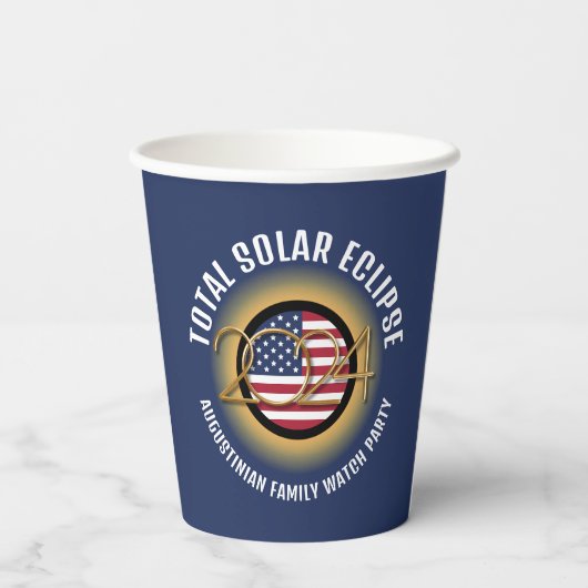 Personalisiert 2024 INSGESAMT SOLAR ECLIPSE USA Pappbecher (Rückseite)