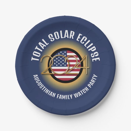 Personalisiert 2024 INSGESAMT SOLAR ECLIPSE USA Pappteller (Vorderseite)