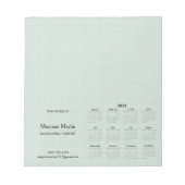 Personalisiert 2024 Monatlicher Kalender Grüne Lin Notizblock (Vorderseite)